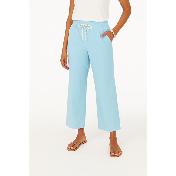 J. Crew Linen Cotton Blend Wide Leg Paperbag Pants Soft Aqua Blue BG359 Size M - Picture 1 of 11